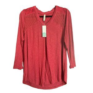 Stitch Fix Sweet Grey Danii Jacquard Lace Knit Top Size Small Burgundy Blouse